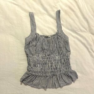 Blue and white cami with cinched waist